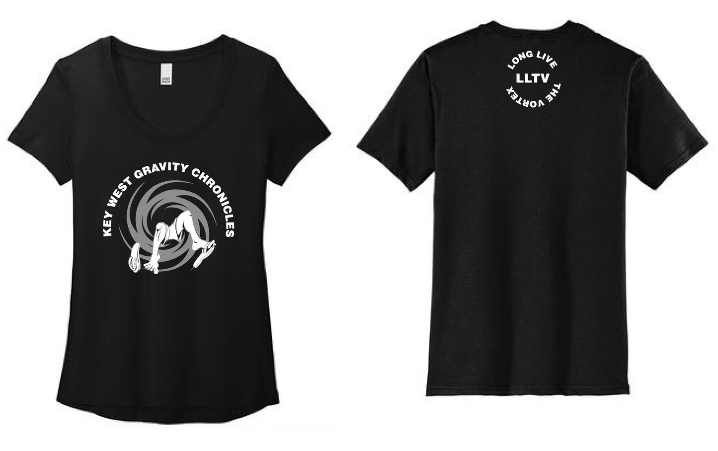 Key West Gravity Chronicles Ladies Scoop Neck Classic Vortex Black Shirt