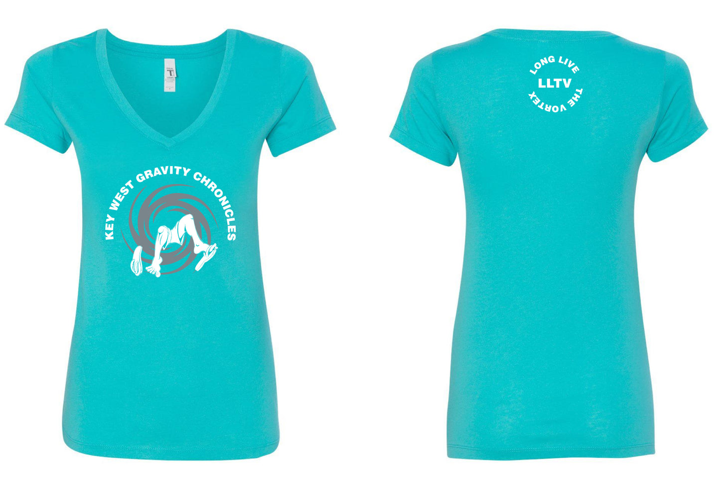 Key West Gravity Chronicles Ladies V-Neck Shirt - Tropical Tahiti Blue - Small