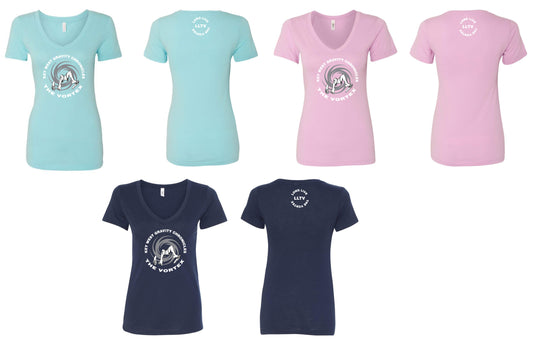 Key West Gravity Chronicles Ladies V-Neck Shirt - Tropical Tahiti Blue, Cancun Blue, Lilac, Midnight Blue